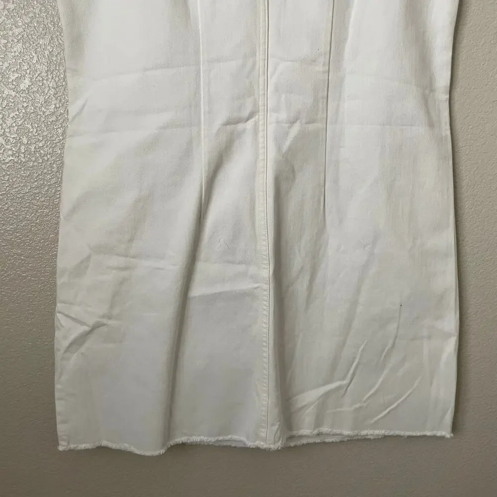 J. Crew Dress Womens Size 14 White Mini Denim‎ Cotton Tank Pockets Quiet Luxury